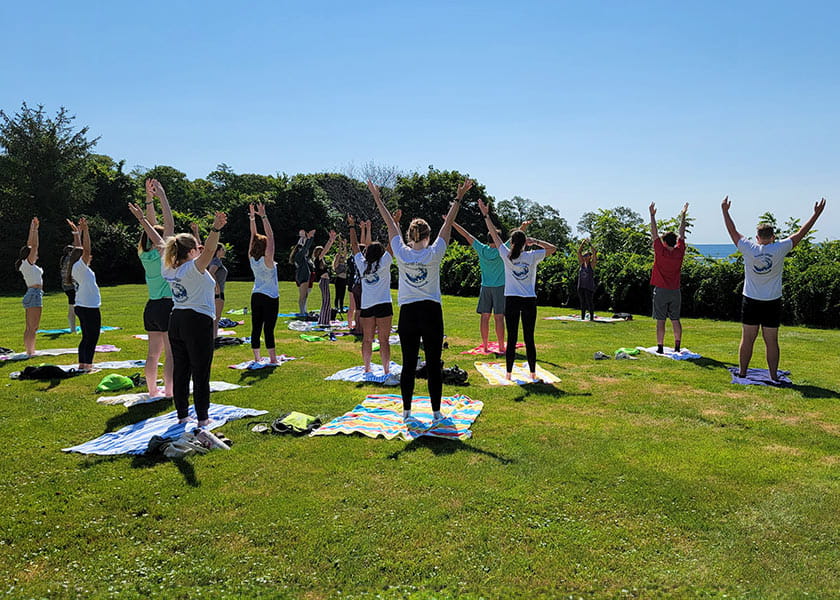People practicing yoga